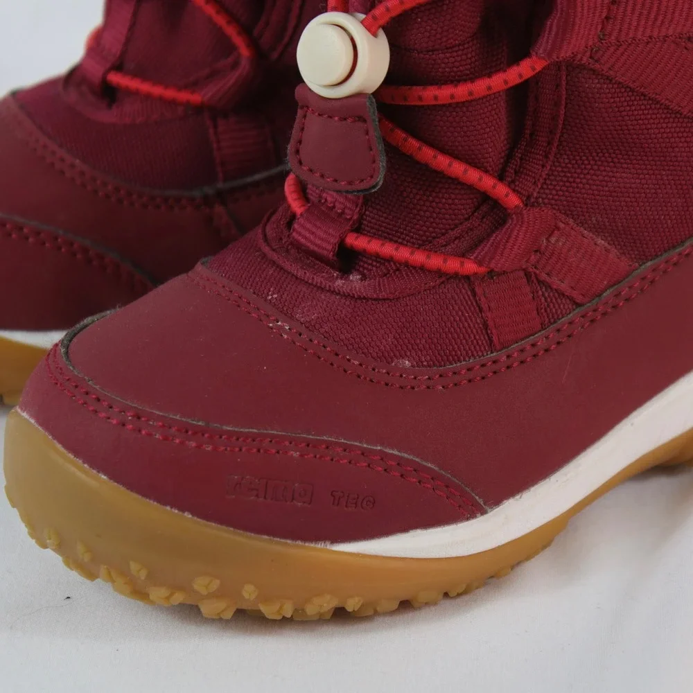 Reima Burgundy Red Winter Faux Fur Trim Waterproof Boots Kids Size 24 / US 8